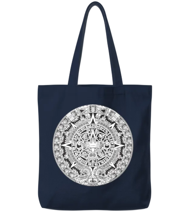 Aztec Mayan Calendar Tote Bags - Navy