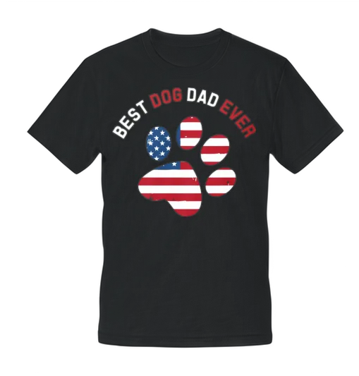 Patriotic Dog Dad Paw Design Unisex T-Shirt - Black – 1