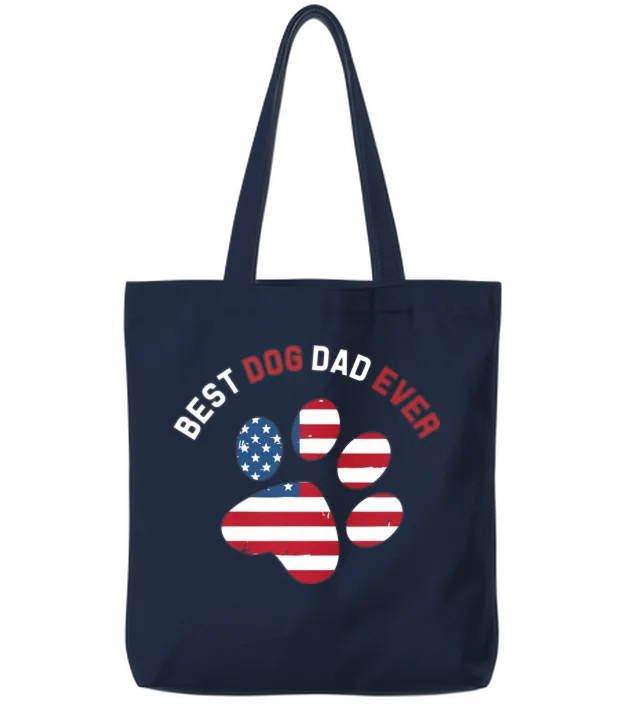 Patriotic Dog Dad Paw Design Tote Bags - Navy