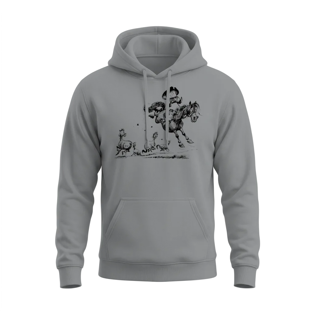 Thelwell Horseman Taming Wild Horse Unisex Hoodie - Sport Grey
