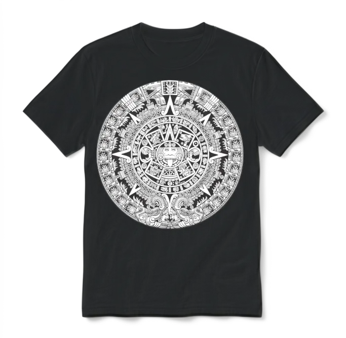 Aztec Mayan Calendar Unisex T-Shirt - Black – 2