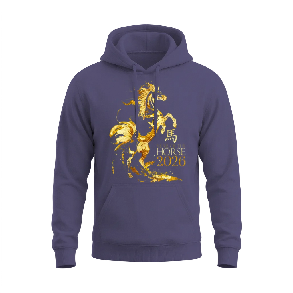 Chinese New Year 2026 Year of The Horse Zodiac Unisex Hoodie - Heather Sport Dark Navy