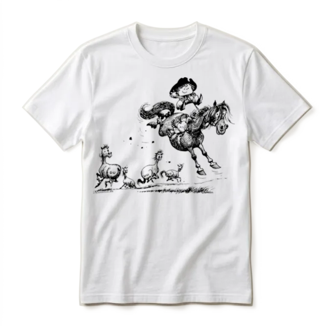 Thelwell Horseman Taming Wild Horse Unisex T-Shirt - White – 2