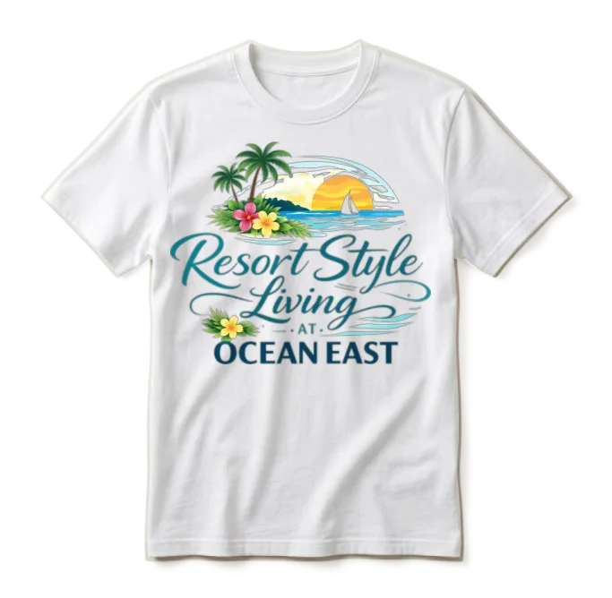 Resort Style Living At Ocean East Unisex T-Shirt - White – 2